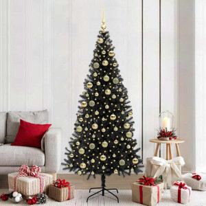 vidaXL Kerstboom met 300 LED met standaard Zwart 210 cm PVC