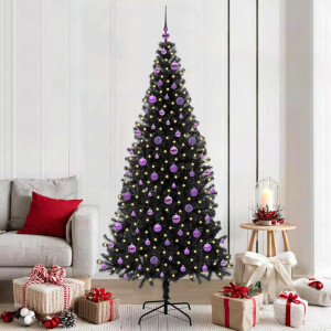 vidaXL Kerstboom met 300 LED met standaard Zwart 210 cm PVC