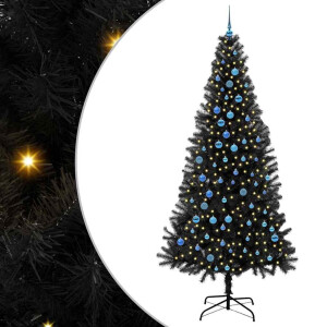 vidaXL Kerstboom met 300 LED met standaard Zwart 240 cm PVC