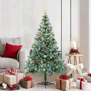 vidaXL Kunstkerstboom met 150 LED Groen 150 cm PVC en Staal