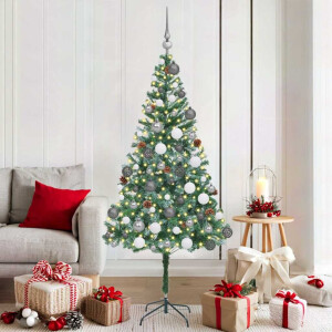 vidaXL Kunstkerstboom met decoratieve touwlichten Groen 180 cm PVC