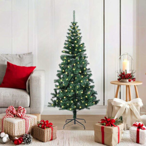 vidaXL Kunstkerstboom met decoratieve touwlichten Groen 120cm PVC