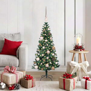 vidaXL Kunstkerstboom met decoratieve touwlichten Groen 120cm PVC