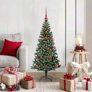 vidaXL Kunstmatig Voorverlicht Kerstboom Groen 120cm PVC en Metaal