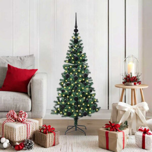 vidaXL Kunstmatig Voorverlicht Kerstboom Groen 120cm PVC en Metaal