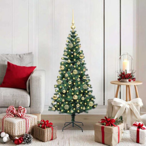 vidaXL Kunstmatig Voorverlicht Kerstboom Groen 120cm PVC en Metaal