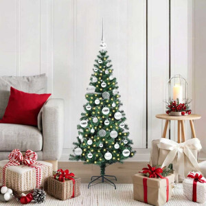 vidaXL Kunstmatig Voorverlicht Kerstboom Groen 120cm PVC en Metaal