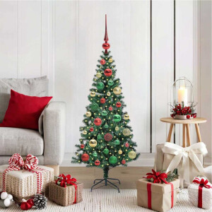 vidaXL Kunstmatig Voorverlicht Kerstboom Groen 120cm PVC en Metaal