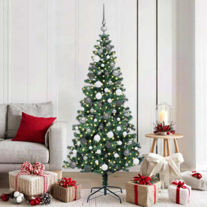 vidaXL Kunstkerstboom met decoratieve touwlichten Groen 180cm PVC