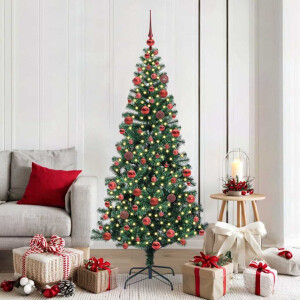 vidaXL Kunstmatig Voorverlicht Kerstboom Groen 180 cm PVC en Metaal
