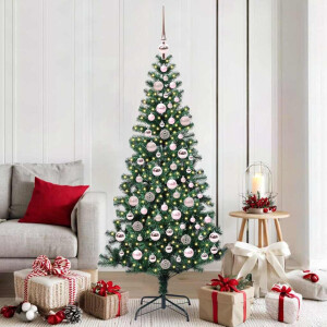vidaXL Kunstmatig Voorverlicht Kerstboom Groen 180 cm PVC en Metaal