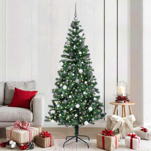 vidaXL Kunstkerstboom met decoratieve touwlichten Groen 210cm PVC