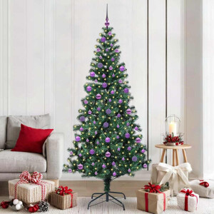vidaXL Kunstmatig Voorverlicht Kerstboom Groen 210 cm PVC en Metaal