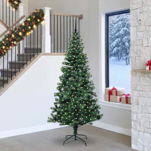 vidaXL Kunstmatig Voorverlicht Kerstboom Groen 240cm PVC en Metaal