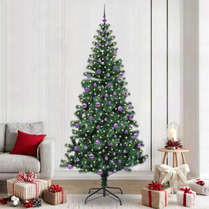 vidaXL Kunstmatig Voorverlicht Kerstboom Groen 240cm PVC en Metaal