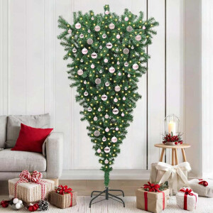 vidaXL Ophang Kunst Kerstboom met Ballenset Groen 210 cm PVC