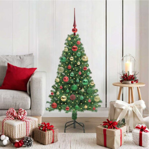 vidaXL Kunstkerstboom Groen 120 cm PVC en Staal en Kunststof