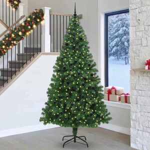 vidaXL Kunstkerstboom Groen 240 cm PVC en Staal en Kunststof