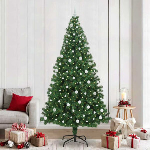 vidaXL Kunstkerstboom Groen 240 cm PVC en Staal en Kunststof