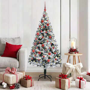 vidaXL Kunstkerstboom Groen 150 x 95 cm PVC en Staal en Kunststof