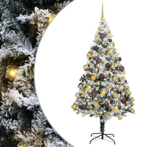 vidaXL Kunstkerstboom met 300 LED Wit 180 cm PVC en Staal en Kunststof