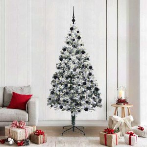 vidaXL Kunstkerstboom Groen 210 x 135 cm PVC en Staal en Kunststof