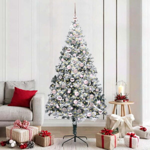vidaXL Kunstkerstboom Groen 210 x 135 cm PVC en Staal en Kunststof
