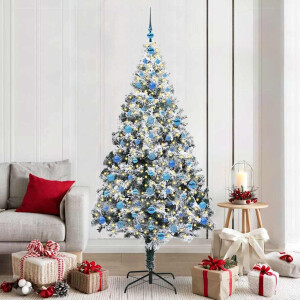 vidaXL Kunstkerstboom Groen 210 x 135 cm PVC en Staal en Kunststof