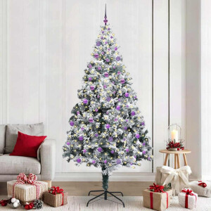 vidaXL Kunstkerstboom met 300 LED Wit 240 cm PVC en Staal en Kunststof