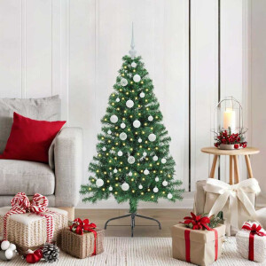 vidaXL Kunstmatig Voorverlicht Kerstboom met 150 LED Groen 120 cm PVC