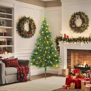 vidaXL Kunstmatig Voorverlicht Kerstboom met 300 LED Groen 180 cm PVC