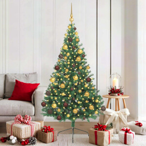 vidaXL Kunstmatig Voorverlicht Kerstboom met 300 LED Groen 180 cm PVC