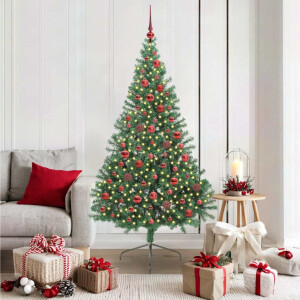 vidaXL Kunstmatig Voorverlicht Kerstboom met 300 LED Groen 180 cm PVC