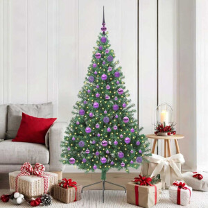 vidaXL Kunstmatig Voorverlicht Kerstboom met 300 LED Groen 180 cm PVC