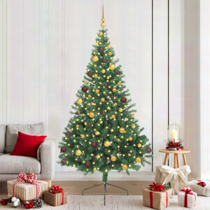 vidaXL Kunstmatig Voorverlicht Kerstboom met 300 LED Groen 210 cm PVC