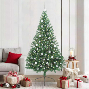 vidaXL Kunstmatig Voorverlicht Kerstboom met 300 LED Groen 210 cm PVC