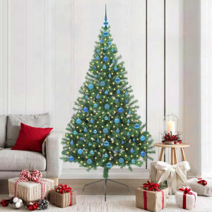 vidaXL Kunstmatig Voorverlicht Kerstboom met 300 LED Groen 210 cm PVC