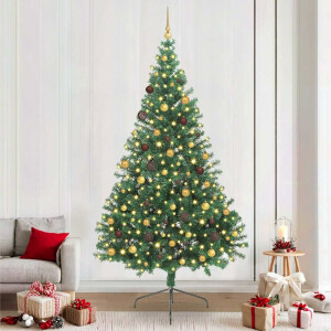 vidaXL Kunstmatig Voorverlicht Kerstboom met 300 LED Groen 240 cm PVC