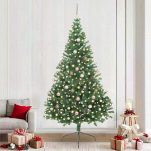 vidaXL Kunst Kerstboom met verlichting met 300 LED Groen 240 cm PVC