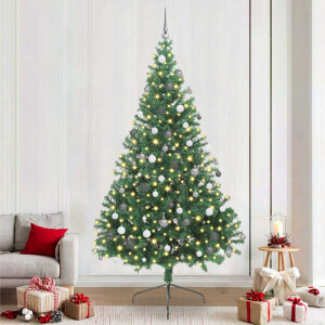 vidaXL Kunst Kerstboom met verlichting met 300 LED's Groen 240 cm PVC