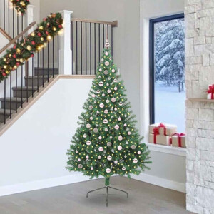 vidaXL Kunstmatig Voorverlicht Kerstboom met 300 LED Groen 240 cm PVC