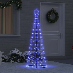 vidaXL LED Kerstboom met 390 LED met grondpennen Blauw 250 cm IJzer