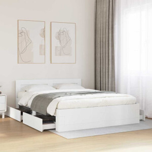 vidaXL Bedframe met hoofdeinde 2 pcs Wit 150 x 200 cm Bewerkt hout