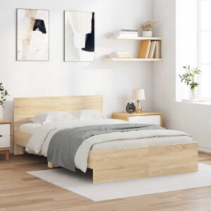 vidaXL Bedframe met hoofdeinde Sonoma 137 x 190 cm Bewerkt hout