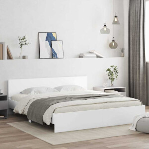 vidaXL Bedframe met hoofdeinde Wit 137 x 190 cm Bewerkt hout