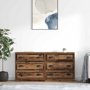 vidaXL Dressoirs 2 pcs Oud Hout 70 x 35,5 x 67,5 cm Bewerkt hout