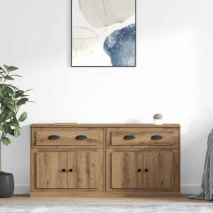 vidaXL Dressoirs 2 pcs Artisan Eiken 70 x 35,5 x 67,5 cm Bewerkt hout