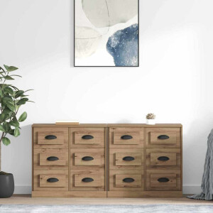 vidaXL Dressoirs 2 pcs Artisan Eiken 70 x 35,5 x 67,5 cm Bewerkt hout