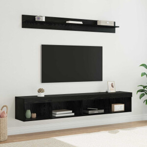 vidaXL TV Wandkast Set met LED 5 pcs Zwart Eiken Bewerkt hout