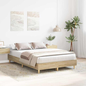 vidaXL Bedframe Sonoma 137 x 190 cm Bewerkt hout